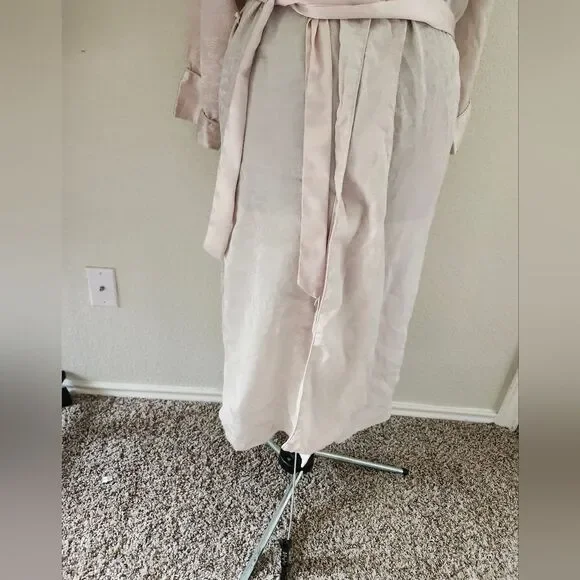 Gold Label Victoria's Secret Vintage 90s Pastel Pink Satin Paisley Long Robe S - Picture 2 of 11